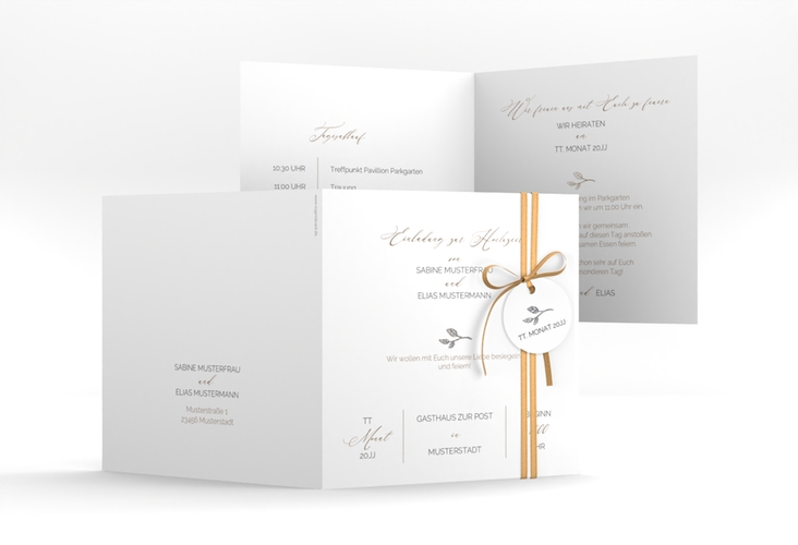 Hochzeitseinladung Plain quadr. Klappkarte silber