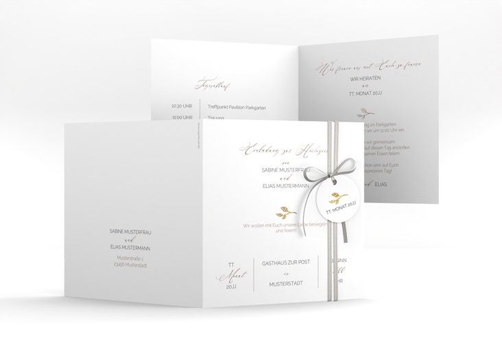 Hochzeitseinladung Plain quadr. Klappkarte gold