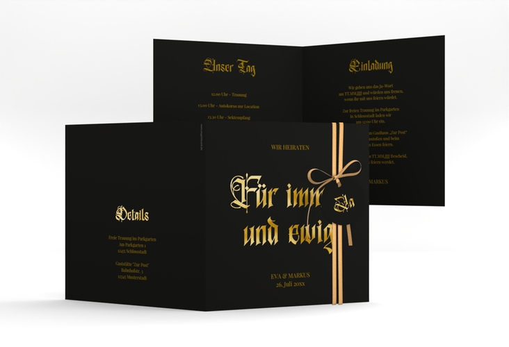 Hochzeitseinladung Wednesday quadr. Klappkarte gold