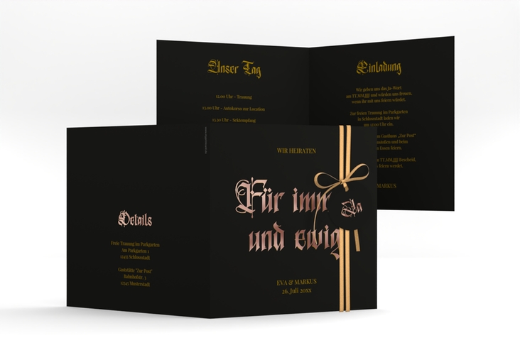 Hochzeitseinladung Wednesday quadr. Klappkarte rosegold