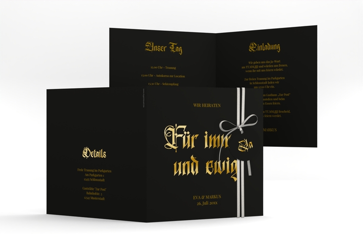 Hochzeitseinladung Wednesday quadr. Klappkarte gold