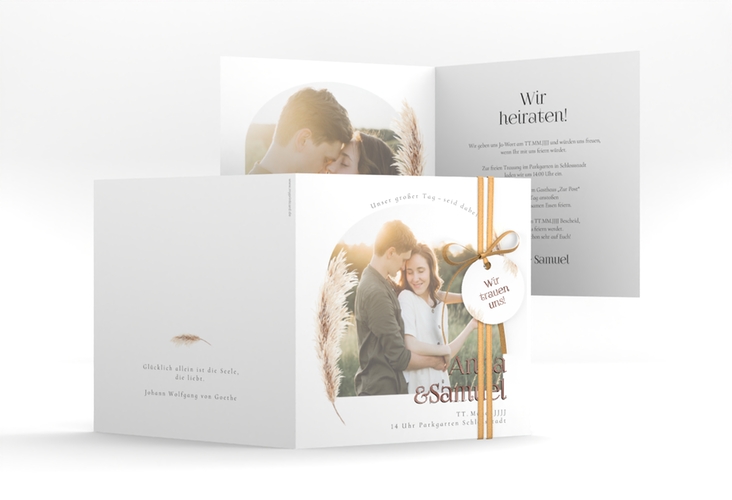 Hochzeitseinladung Boholove quadr. Klappkarte rosegold