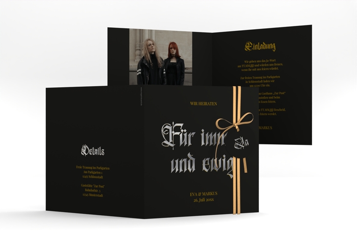 Hochzeitseinladung Wednesday quadr. Klappkarte silber