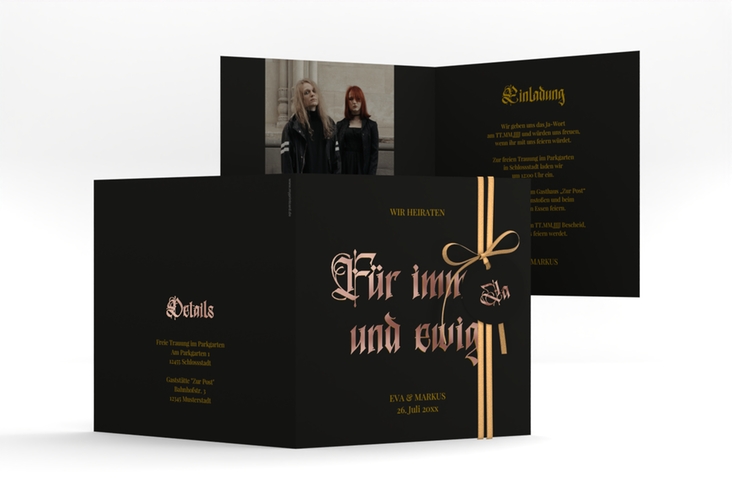 Hochzeitseinladung Wednesday quadr. Klappkarte rosegold