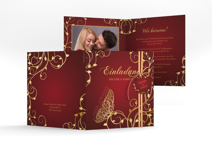 Hochzeitseinladung Eternity quadr. Klappkarte gold