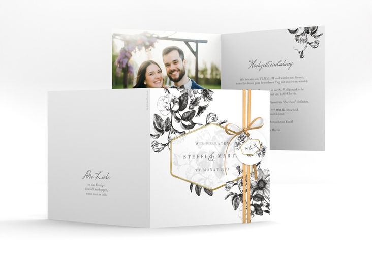 Hochzeitseinladung Magnificent quadr. Klappkarte gold