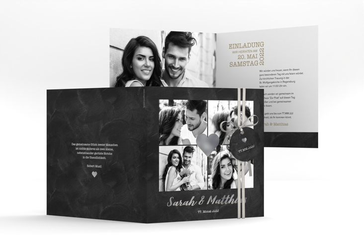 Hochzeitseinladung Sparkly quadr. Klappkarte silber