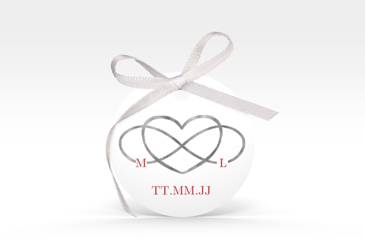 Geschenkanhänger Hochzeit Infinity Geschenkanhänger, rund rot silber
