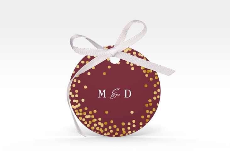 Geschenkanhänger Hochzeit Glitter Geschenkanhänger, rund rot gold