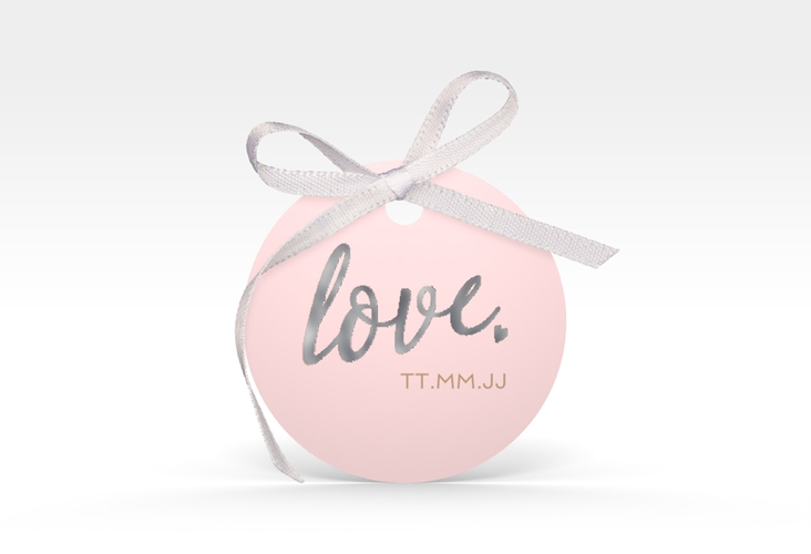 Geschenkanhänger Hochzeit Glam Geschenkanhänger, rund rosa silber