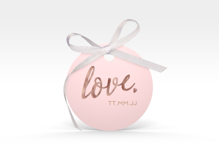 Geschenkanhänger Hochzeit Glam Geschenkanhänger, rund rosa rosegold