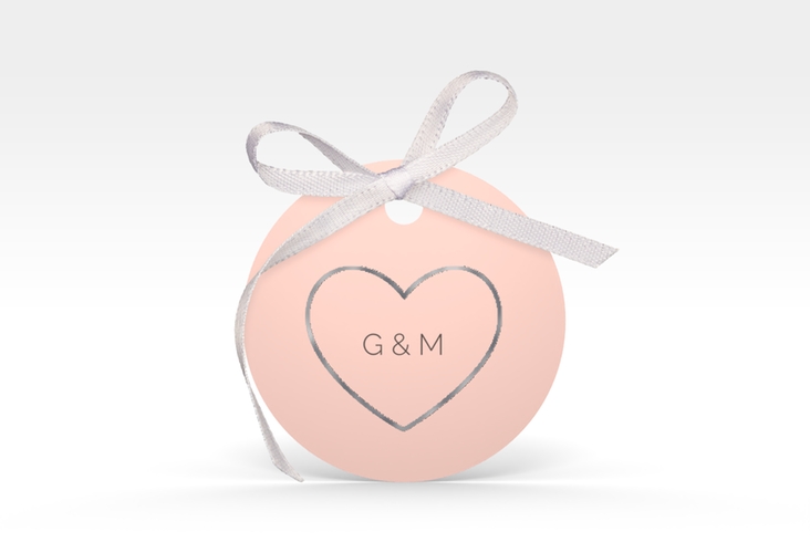 Geschenkanhänger Hochzeit Lebenstraum Geschenkanhänger, rund rosa silber