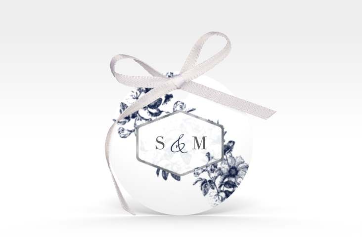 Geschenkanhänger Hochzeit Magnificent Geschenkanhänger, rund blau silber