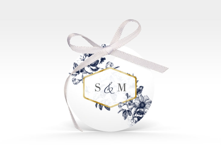Geschenkanhänger Hochzeit Magnificent Geschenkanhänger, rund blau gold