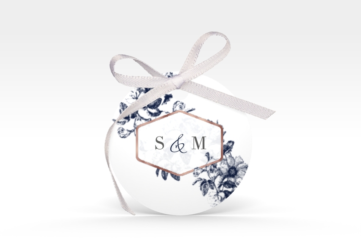 Geschenkanhänger Hochzeit Magnificent Geschenkanhänger, rund blau rosegold