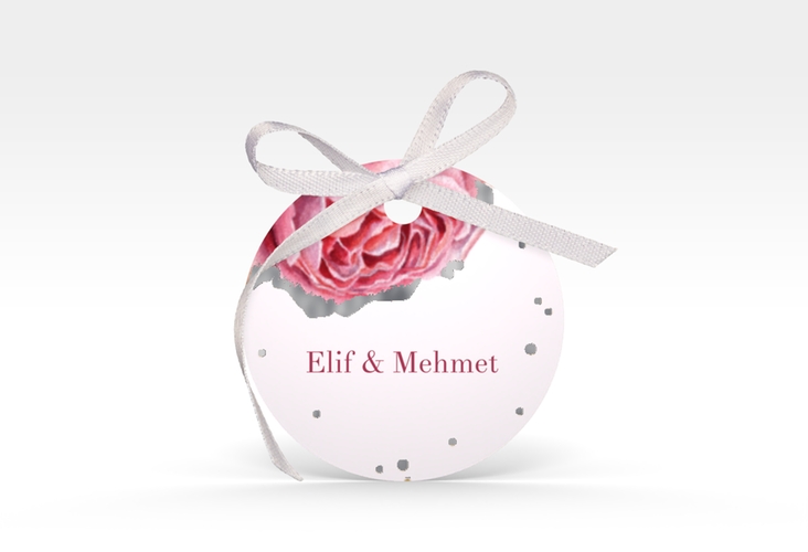 Geschenkanhänger Hochzeit Cherie Geschenkanhänger, rund rosa silber