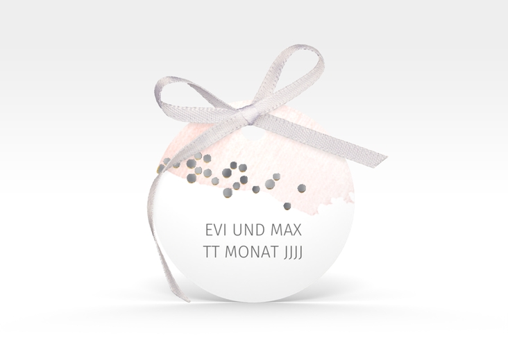 Geschenkanhänger Hochzeit Pastell Geschenkanhänger, rund rosa silber