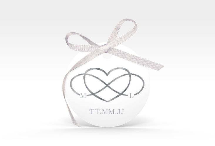 Geschenkanhänger Hochzeit Infinity Geschenkanhänger, rund grau silber