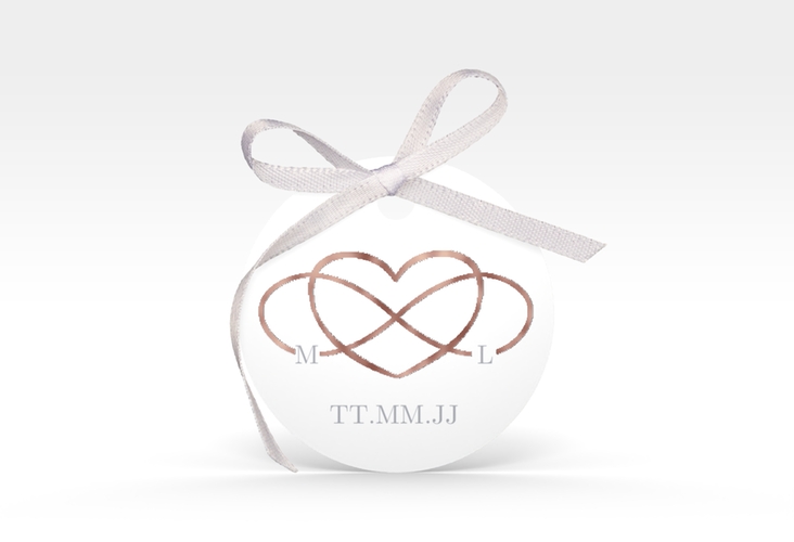 Geschenkanhänger Hochzeit Infinity Geschenkanhänger, rund grau rosegold