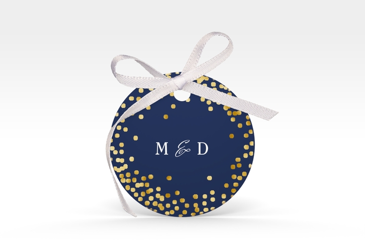 Geschenkanhänger Hochzeit Glitter Geschenkanhänger, rund blau gold
