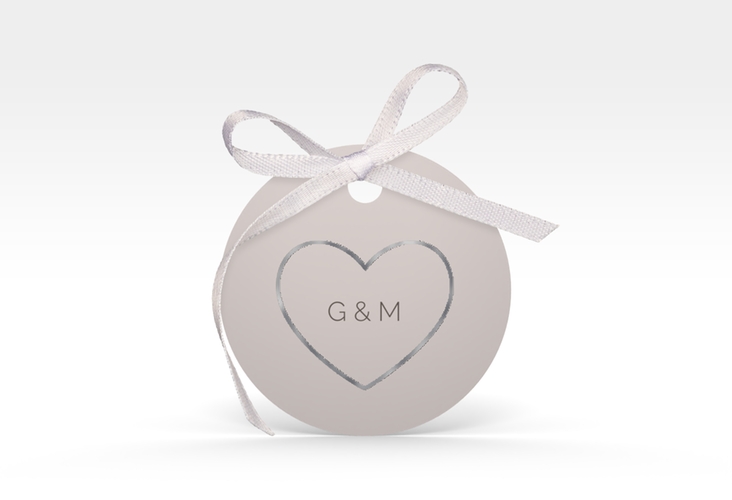 Geschenkanhänger Hochzeit Lebenstraum Geschenkanhänger, rund grau silber