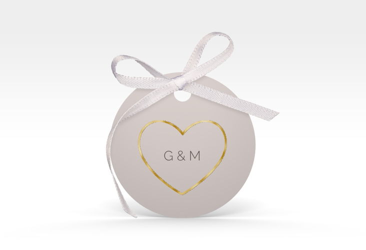 Geschenkanhänger Hochzeit Lebenstraum Geschenkanhänger, rund grau gold