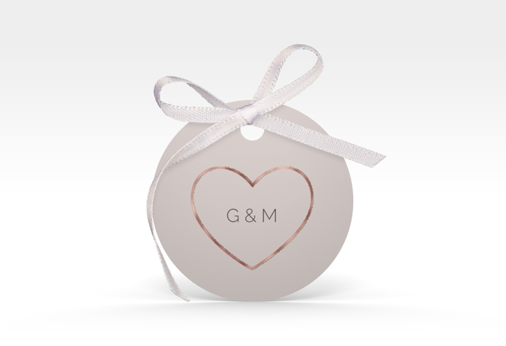 Geschenkanhänger Hochzeit Lebenstraum Geschenkanhänger, rund grau rosegold