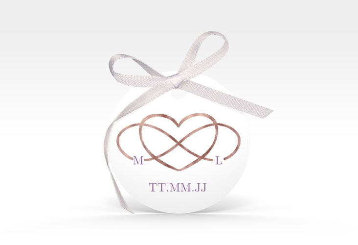 Geschenkanhänger Hochzeit Infinity Geschenkanhänger, rund lila rosegold