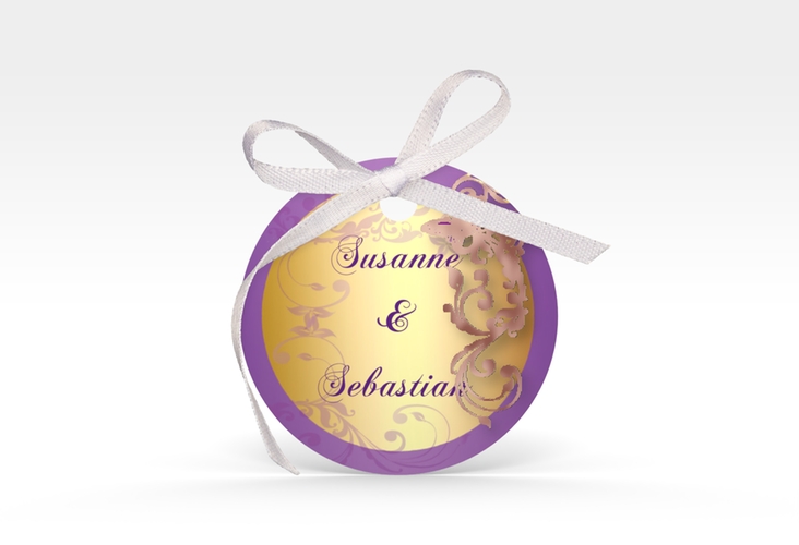 Geschenkanhänger Hochzeit Toulouse Geschenkanhänger, rund lila rosegold