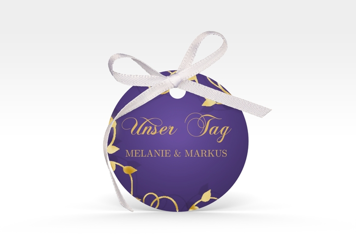Geschenkanhänger Hochzeit Eternity Geschenkanhänger, rund lila gold