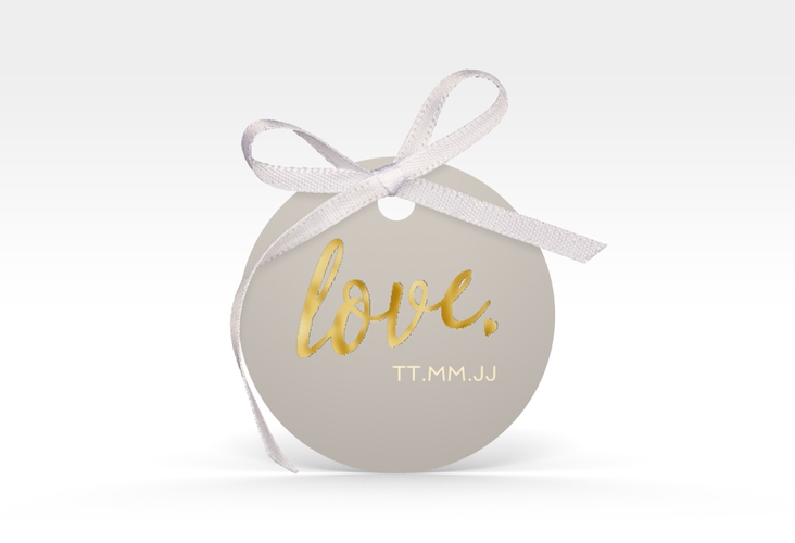 Geschenkanhänger Hochzeit Glam Geschenkanhänger, rund grau gold
