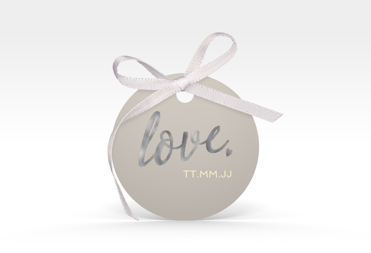 Geschenkanhänger Hochzeit Glam Geschenkanhänger, rund grau silber
