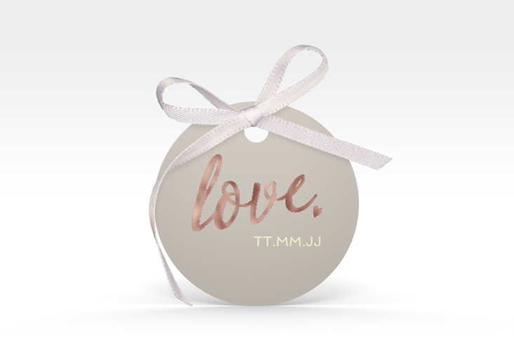 Geschenkanhänger Hochzeit Glam Geschenkanhänger, rund grau rosegold