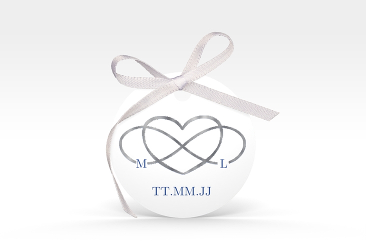 Geschenkanhänger Hochzeit Infinity Geschenkanhänger, rund blau silber