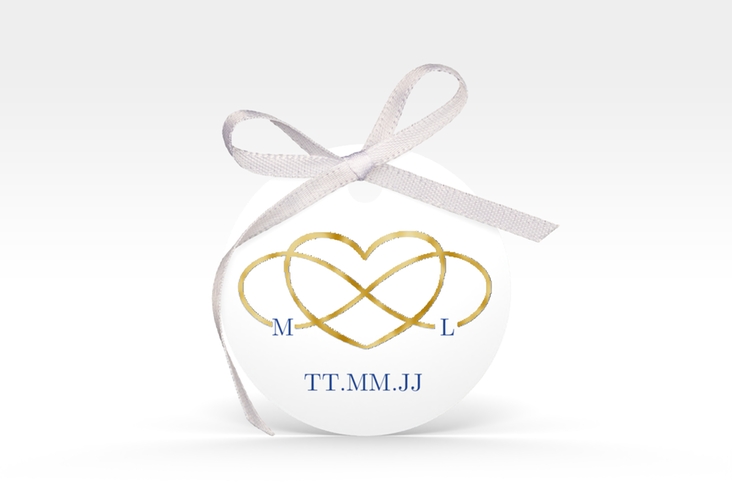 Geschenkanhänger Hochzeit Infinity Geschenkanhänger, rund blau gold