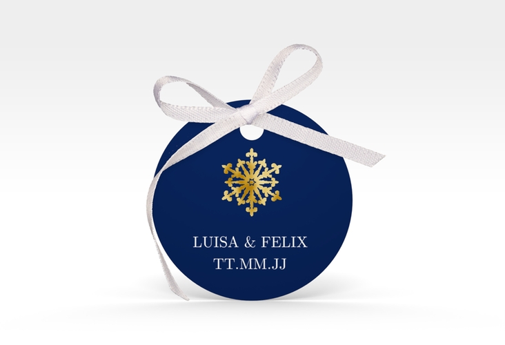 Geschenkanhänger Hochzeit Crystal Geschenkanhänger, rund blau gold mit Eiskristall