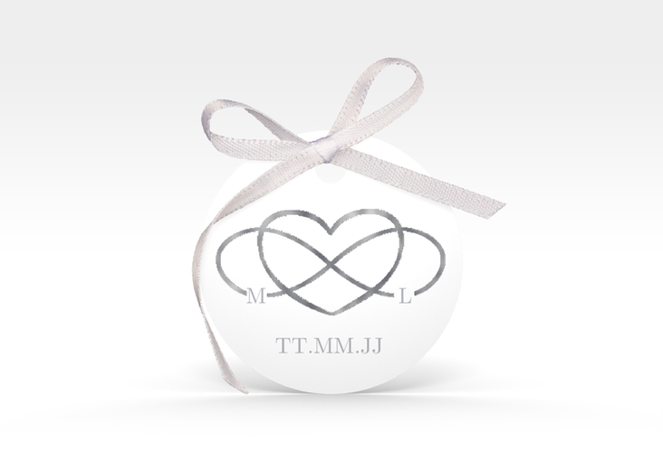Geschenkanhänger Hochzeit Infinity Geschenkanhänger, rund grau silber