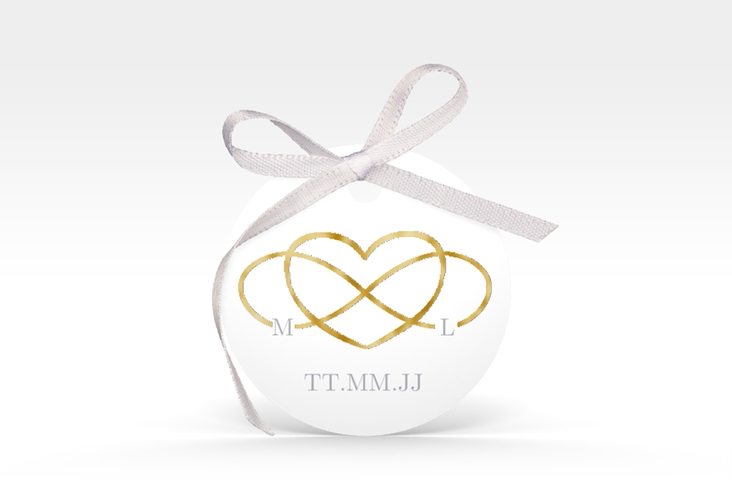 Geschenkanhänger Hochzeit Infinity Geschenkanhänger, rund grau gold