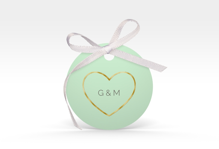 Geschenkanhänger Hochzeit Lebenstraum Geschenkanhänger, rund mint gold
