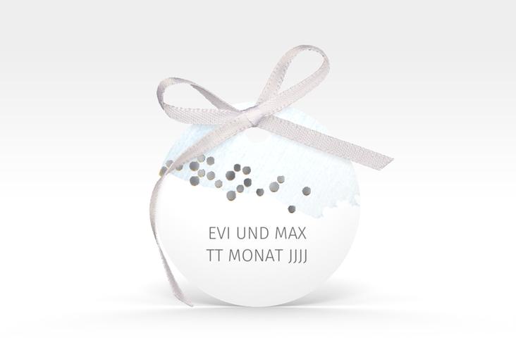 Geschenkanhänger Hochzeit Pastell Geschenkanhänger, rund blau silber