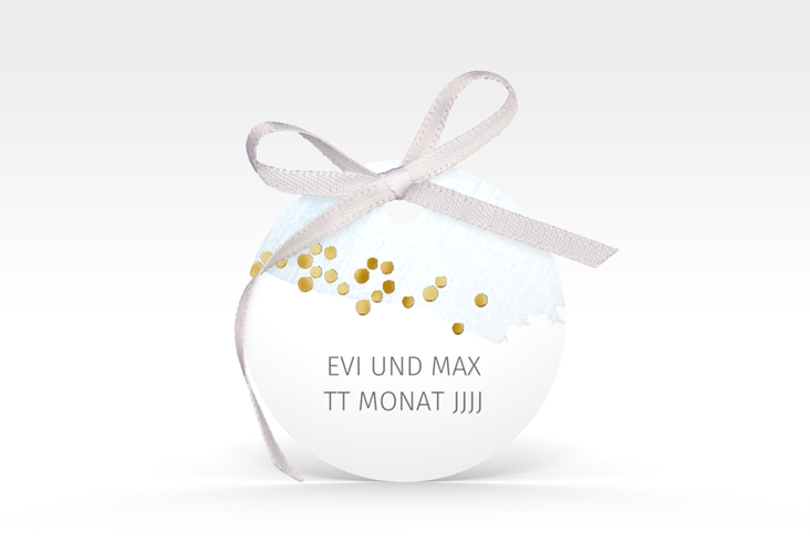 Geschenkanhänger Hochzeit Pastell Geschenkanhänger, rund blau gold