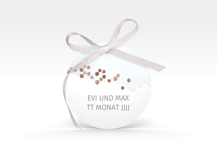 Geschenkanhänger Hochzeit Pastell Geschenkanhänger, rund blau rosegold