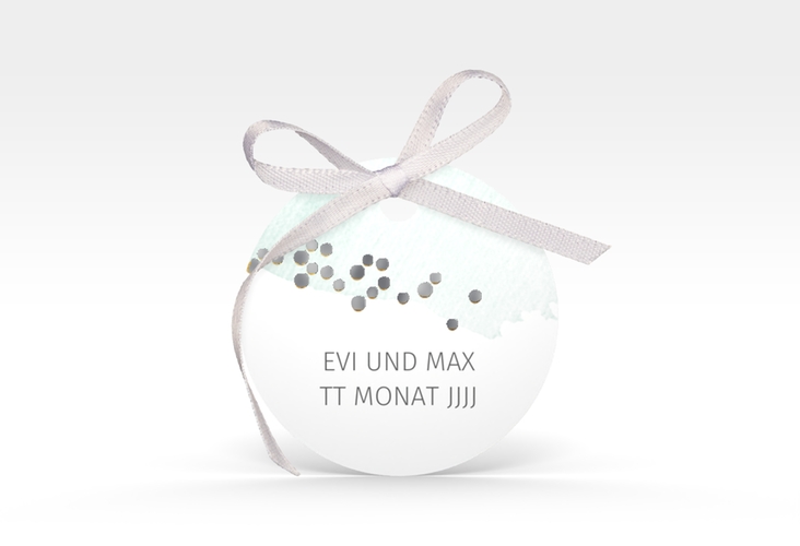 Geschenkanhänger Hochzeit Pastell Geschenkanhänger, rund mint silber