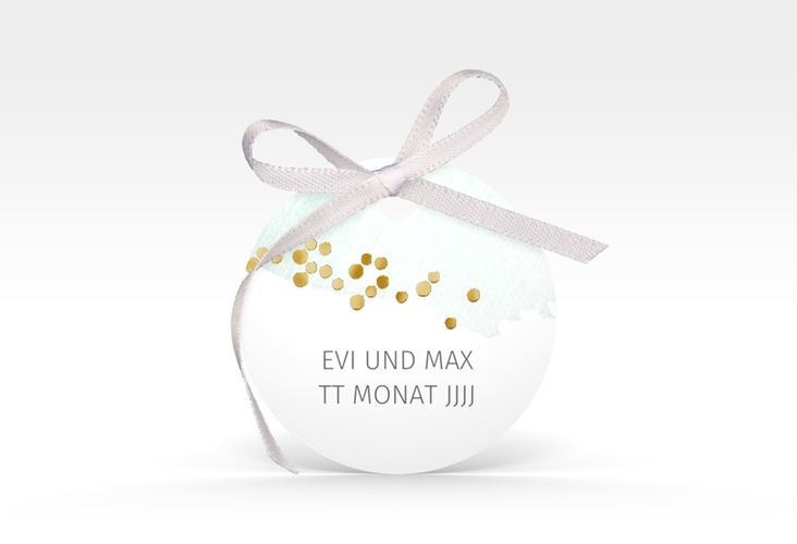 Geschenkanhänger Hochzeit Pastell Geschenkanhänger, rund mint gold