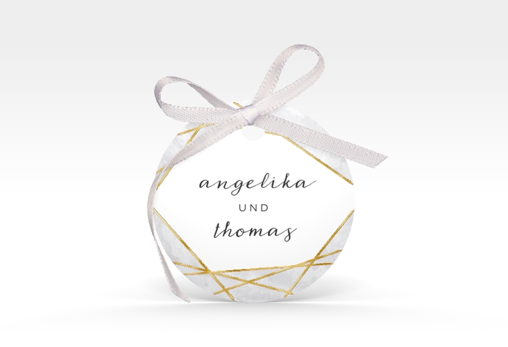 Geschenkanhänger Hochzeit Asymmetry Geschenkanhänger, rund grau gold