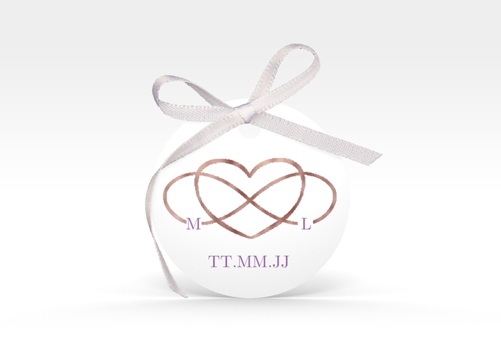 Geschenkanhänger Hochzeit Infinity Geschenkanhänger, rund lila rosegold