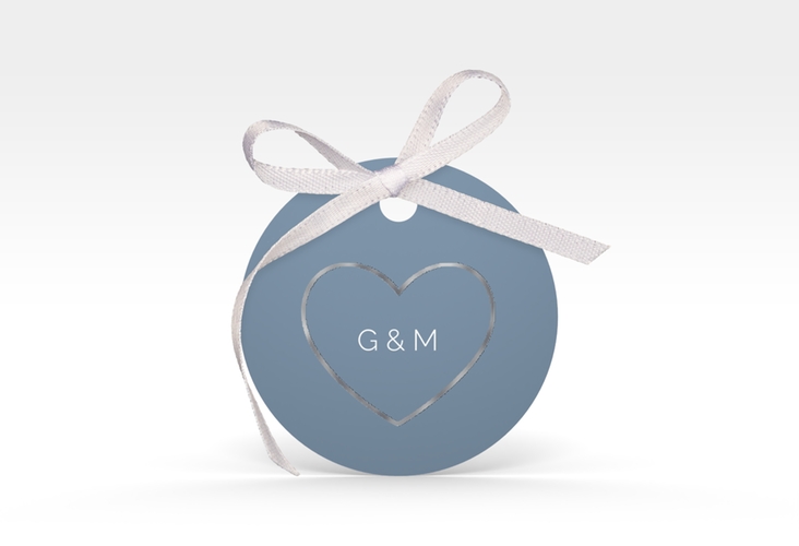 Geschenkanhänger Hochzeit Lebenstraum Geschenkanhänger, rund blau silber