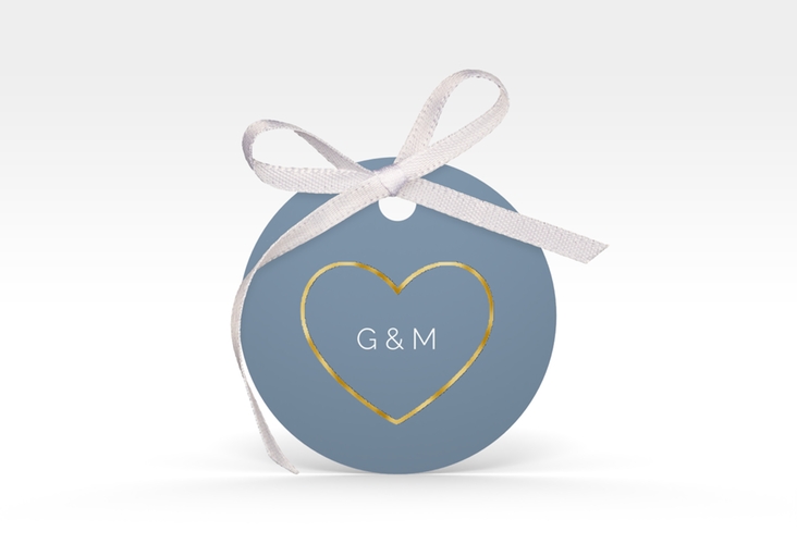 Geschenkanhänger Hochzeit Lebenstraum Geschenkanhänger, rund blau gold