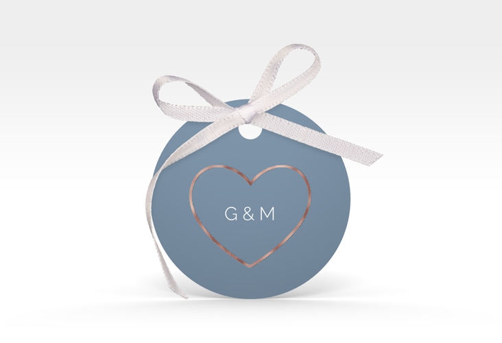 Geschenkanhänger Hochzeit Lebenstraum Geschenkanhänger, rund blau rosegold