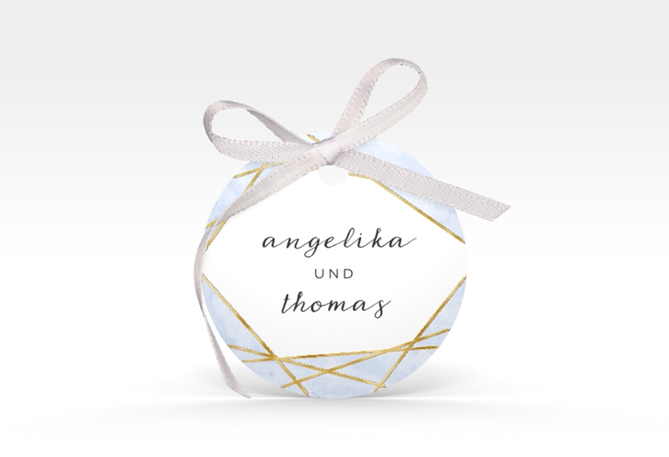 Geschenkanhänger Hochzeit Asymmetry Geschenkanhänger, rund blau gold